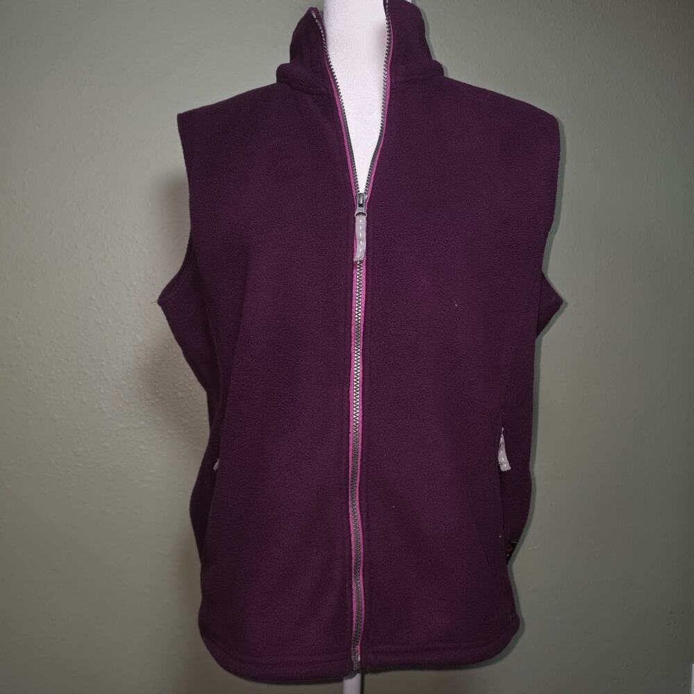Cabelas Polartec Classic Fleece Vest Womens L Plum Purple Full Zip Outerwear